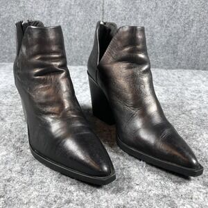 Steve Madden Boots Womens Size 8 M Black Leather Alyse Ankle High Block Heel Zip